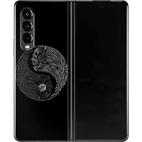 Liquid Blue Yin Yang Music Skulls Galaxy Z Fold3 5G Skin