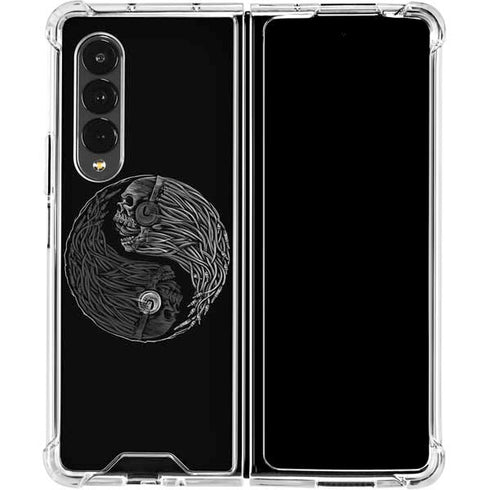 Liquid Blue Yin Yang Music Skulls Galaxy Z Fold4 5G Clear Case