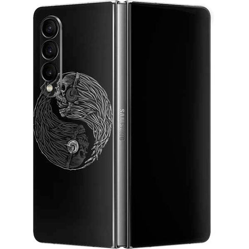 Liquid Blue Yin Yang Music Skulls Galaxy Z Fold4 5G Skin