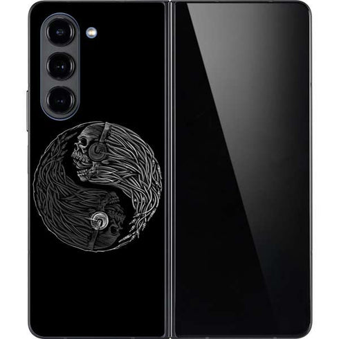 Liquid Blue Yin Yang Music Skulls Galaxy Z Fold5 5G Skin