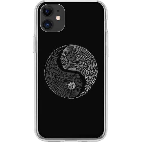 Liquid Blue Yin Yang Music Skulls iPhone 11 Clear Case