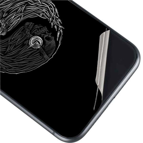 Liquid Blue Yin Yang Music Skulls iPhone 11 Skin