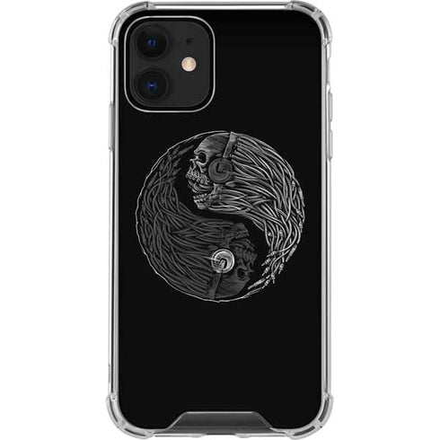 Liquid Blue Yin Yang Music Skulls iPhone 12 Clear Case
