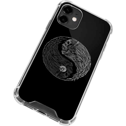 Liquid Blue Yin Yang Music Skulls iPhone 12 Clear Case