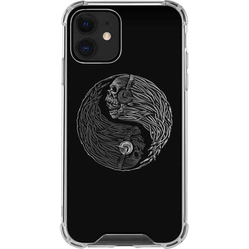 Liquid Blue Yin Yang Music Skulls iPhone 12 Mini Clear Case