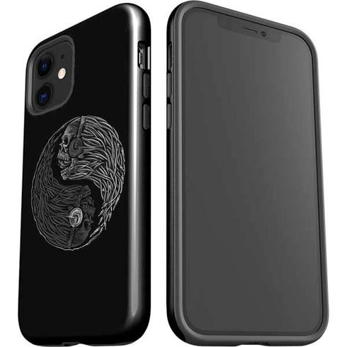 Liquid Blue Yin Yang Music Skulls iPhone 12 Mini Impact Case
