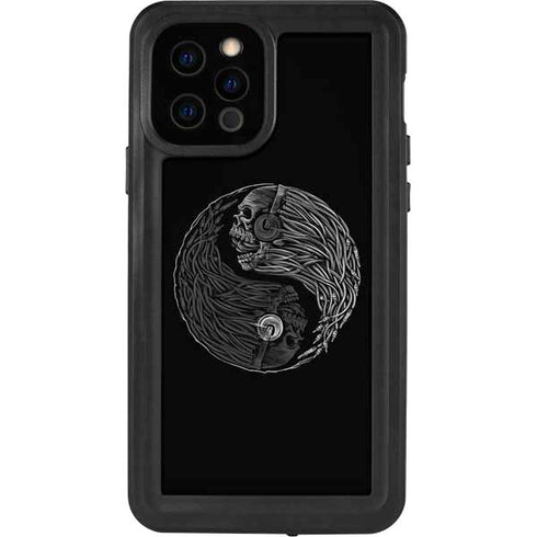 Liquid Blue Yin Yang Music Skulls iPhone 12 Pro Waterproof Case