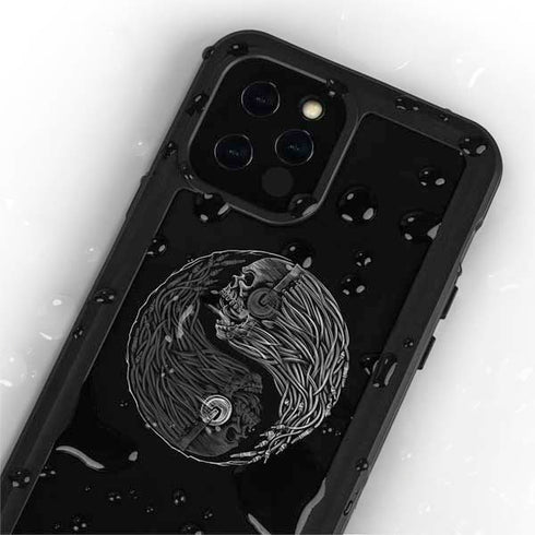 Liquid Blue Yin Yang Music Skulls iPhone 12 Pro Waterproof Case