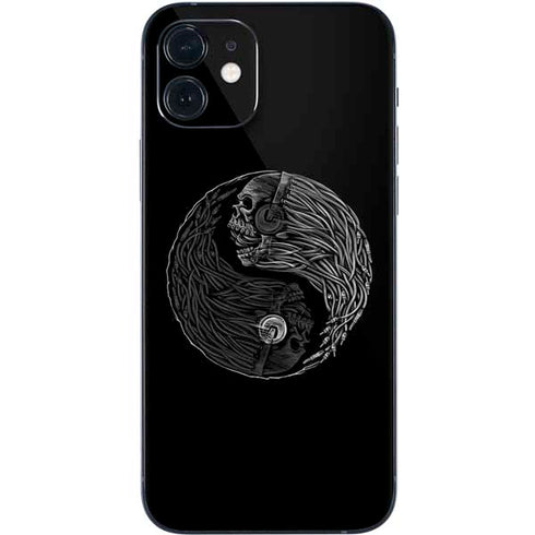 Liquid Blue Yin Yang Music Skulls iPhone 12 Skin