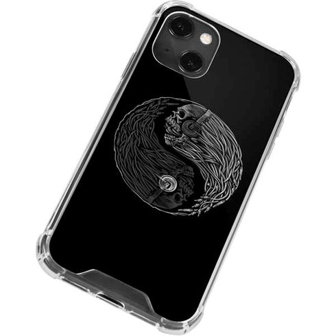 Liquid Blue Yin Yang Music Skulls iPhone 13 Mini Clear Case