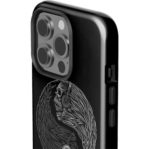 Liquid Blue Yin Yang Music Skulls iPhone 13 Pro Impact Case