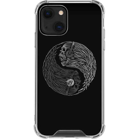 Liquid Blue Yin Yang Music Skulls iPhone 14 Clear Case