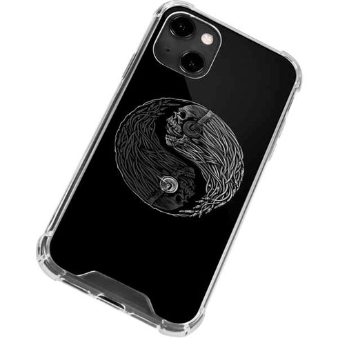 Liquid Blue Yin Yang Music Skulls iPhone 14 Clear Case