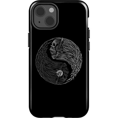 Liquid Blue Yin Yang Music Skulls iPhone 15 Impact Case