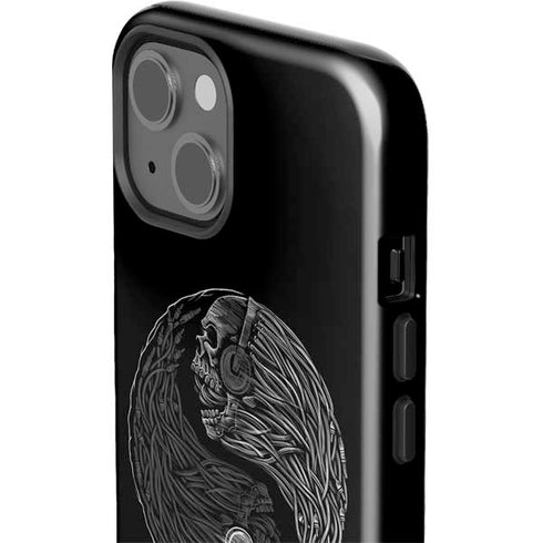 Liquid Blue Yin Yang Music Skulls iPhone 14 Impact Case