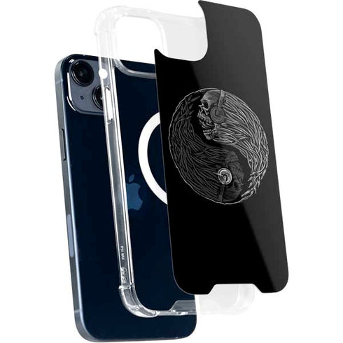 Liquid Blue Yin Yang Music Skulls iPhone 15 Plus MagSafe Case