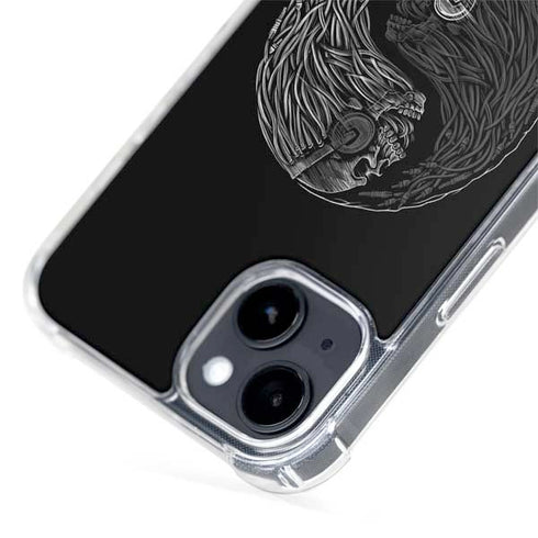 Liquid Blue Yin Yang Music Skulls iPhone 15 Plus MagSafe Case