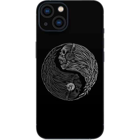 Liquid Blue Yin Yang Music Skulls iPhone 15 Plus Skin