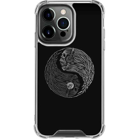 Liquid Blue Yin Yang Music Skulls iPhone 15 Pro Clear Case