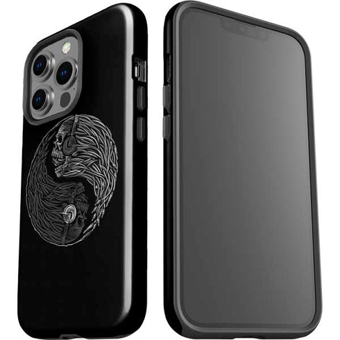 Liquid Blue Yin Yang Music Skulls iPhone 15 Pro Impact Case