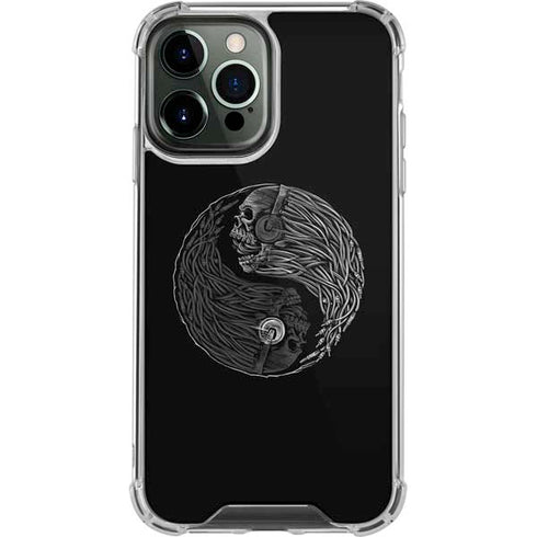 Liquid Blue Yin Yang Music Skulls iPhone 15 Pro Max Clear Case