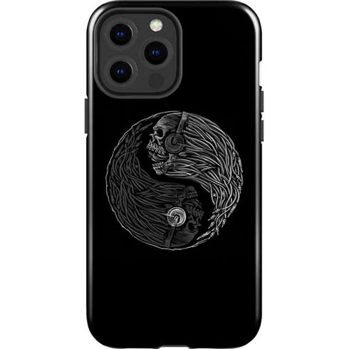 Liquid Blue Yin Yang Music Skulls iPhone 15 Pro Max Impact Case