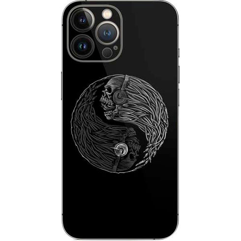 Liquid Blue Yin Yang Music Skulls iPhone 14 Pro Max Skin