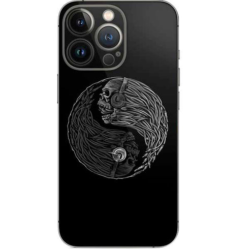 Liquid Blue Yin Yang Music Skulls iPhone 14 Pro Skin