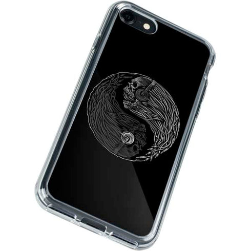 Liquid Blue Yin Yang Music Skulls iPhone SE (2nd & 3rd Gen) Clear Case
