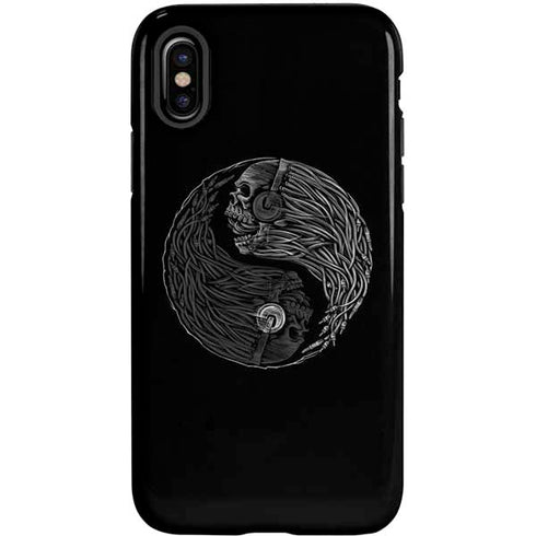 Liquid Blue Yin Yang Music Skulls iPhone X Pro Case