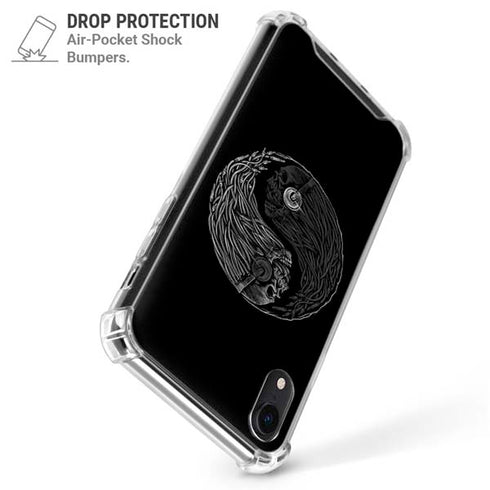 Liquid Blue Yin Yang Music Skulls iPhone XR Clear Case