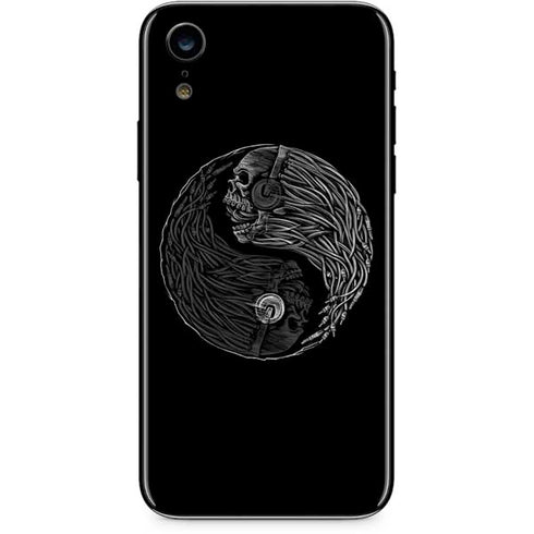 Liquid Blue Yin Yang Music Skulls iPhone XR Skin