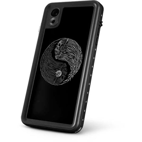 Liquid Blue Yin Yang Music Skulls iPhone XR Waterproof Case