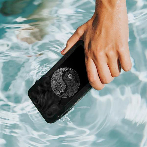 Liquid Blue Yin Yang Music Skulls iPhone XR Waterproof Case