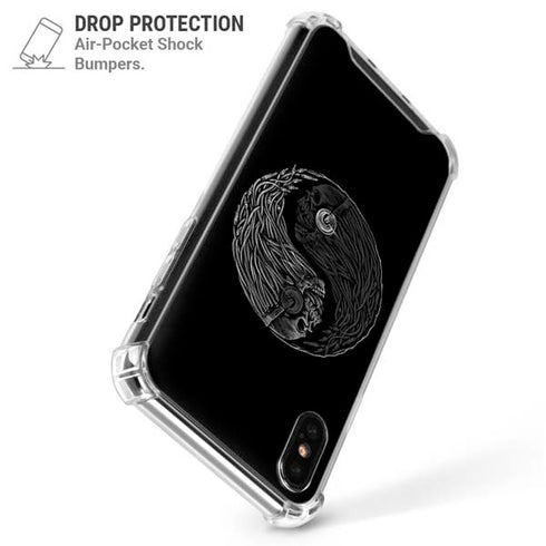 Liquid Blue Yin Yang Music Skulls iPhone XS Max Clear Case