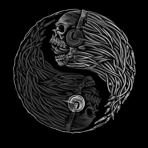 Liquid Blue Yin Yang Music Skulls iPhone XS Pro Case