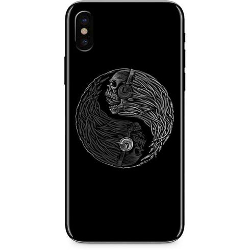 Liquid Blue Yin Yang Music Skulls iPhone XS Skin
