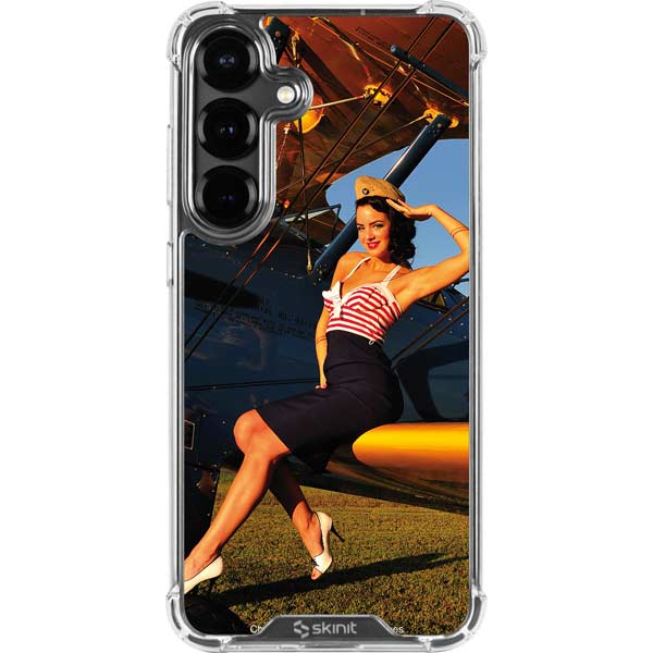 1940s Pin-Up On Stearman Biplane Galaxy S26 Plus Clear Case