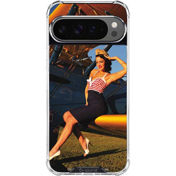 1940s Pin-Up On Stearman Biplane Google Pixel 10 Pro XL Clear Case
