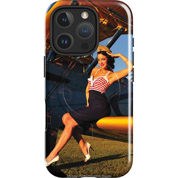 1940s Pin-Up On Stearman Biplane iPhone 16 Pro Magsafe Impact Case