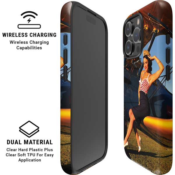 1940s Pin-Up On Stearman Biplane iPhone 16 Pro Magsafe Impact Case