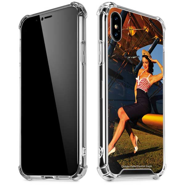 1940s Pin-Up On Stearman Biplane iPhone X/XS Clear Case