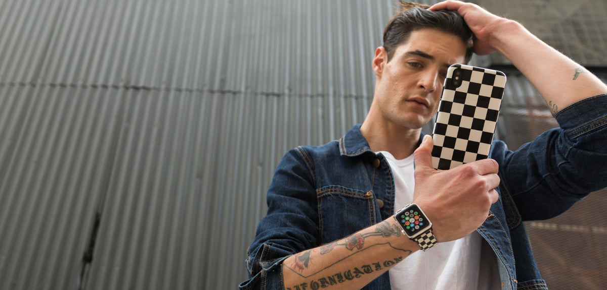 Geometric black and white patterned iphone case