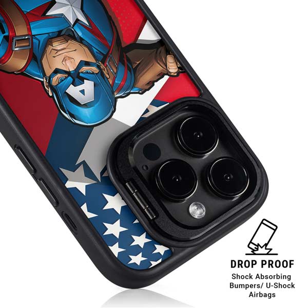 Marvel Captain America Action Pose iPhone 14 Pro Kickstand Case
