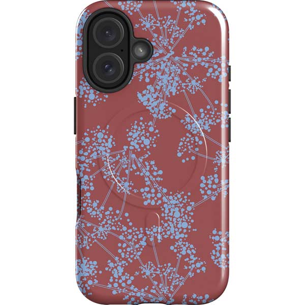 Airy Blue Floral iPhone 16 Magsafe Impact Case