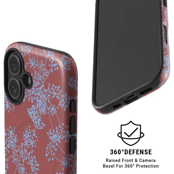 Airy Blue Floral iPhone 16 Magsafe Impact Case