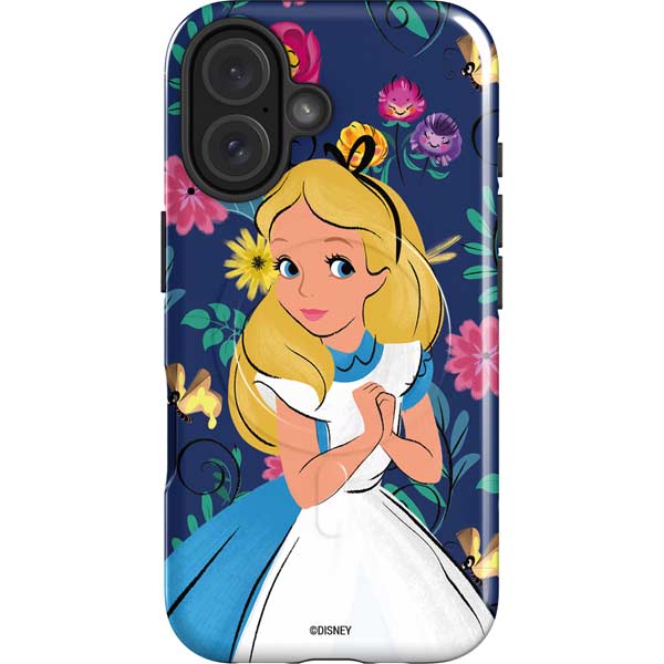 Disney Alice in Wonderland (animated) Floral Print iPhone 16 Plus Magsafe Impact Case