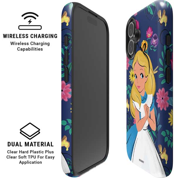 Disney Alice in Wonderland (animated) Floral Print iPhone 16 Plus Magsafe Impact Case