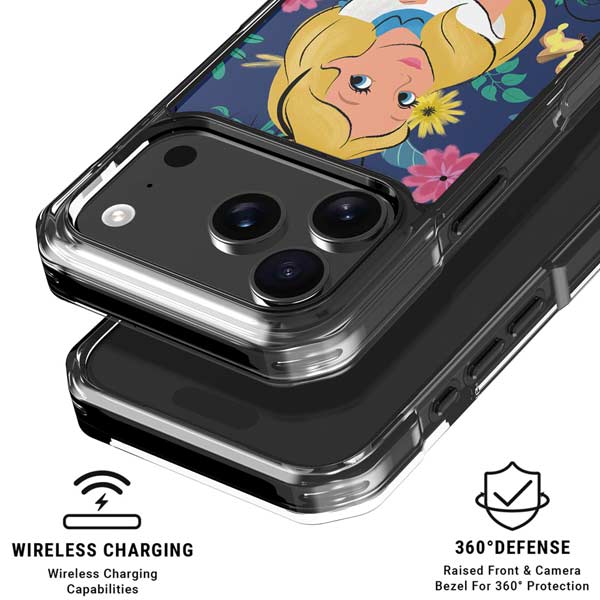 Disney Alice in Wonderland (animated) Floral Print iPhone 17 Pro Clear Case