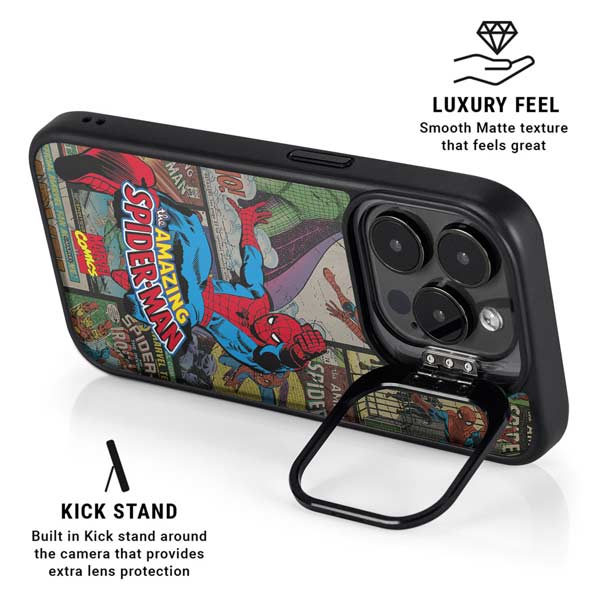 Marvel Classic Comics Amazing Spider-Man Collage iPhone 14 Pro Kickstand Case
